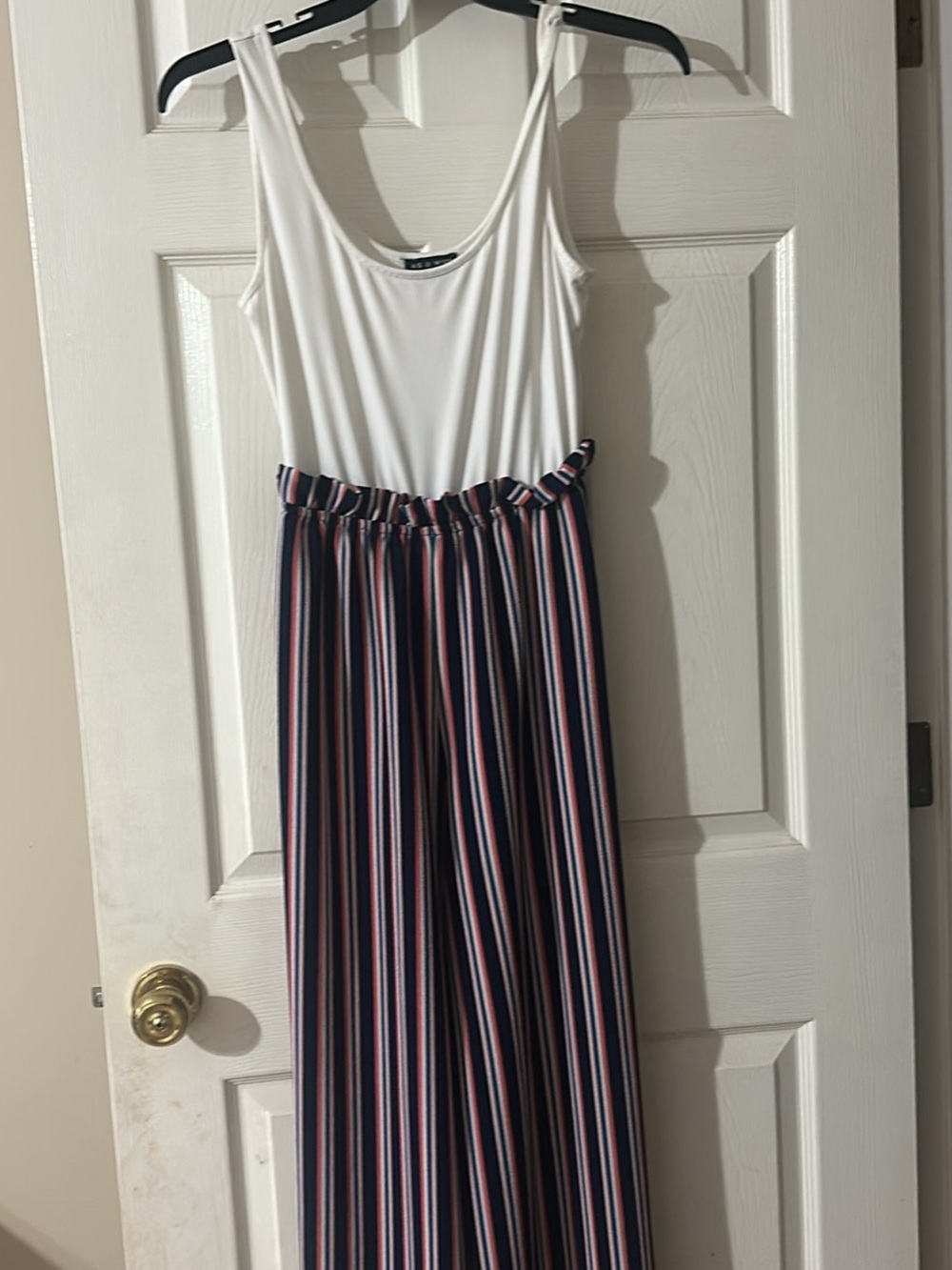 Striped Wide-Leg Jumpsuit with White Bodice
